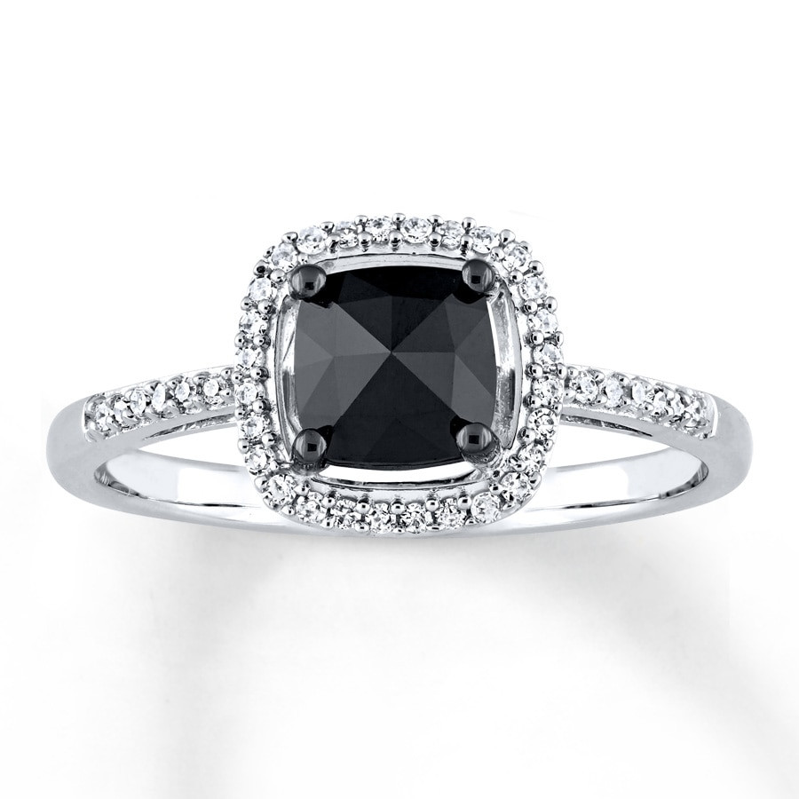 Black Diamond Engagement Rings
 Black Diamond Engagement Ring 1 cttw Cushion cut 14K White