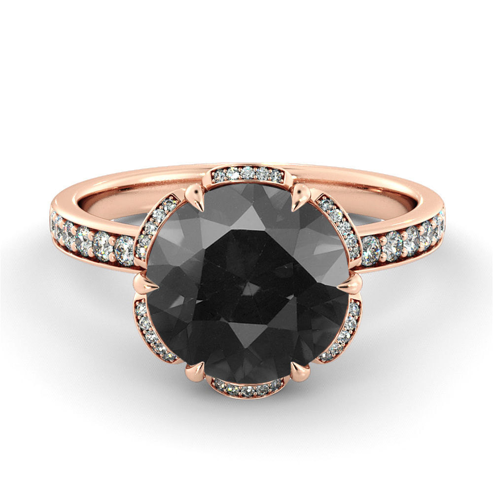 Black Diamond Engagement Rings
 Black Diamond Engagement Ring Flower Diamond Ring Vintage