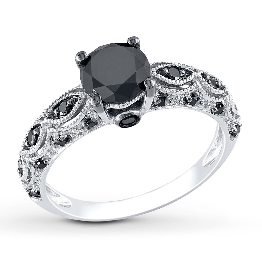 Black Diamond Engagement Rings
 Black Diamond Ring 1 1 4 Carats tw 10K White Gold