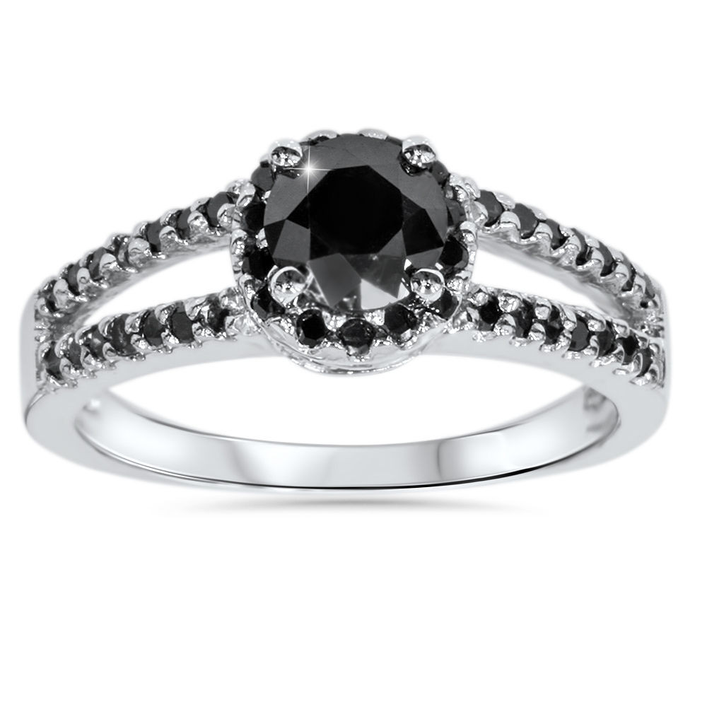 Black Diamond Engagement Rings
 1 5 8ct Treated Black Diamond Pave Halo Engagement Ring