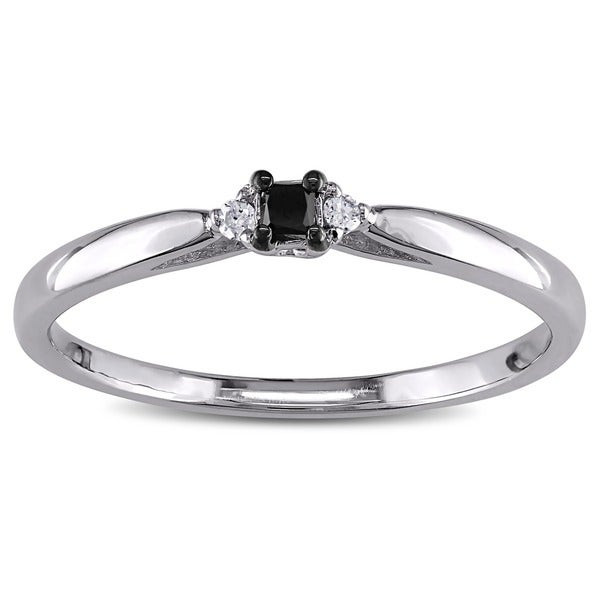 Black Diamond Promise Rings For Her
 Haylee Jewels Sterling Silver Black and White Diamond