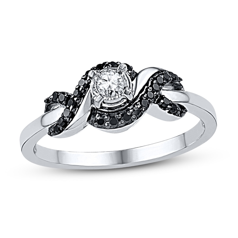 Black Diamond Promise Rings For Her
 Black & White Diamond Promise Ring 1 6 ct tw Sterling