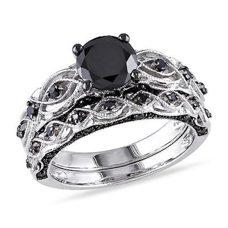 Black Diamond Wedding Rings Sets
 10k White Gold 1 2 5 Ct TW Black Diamond Solitaire W