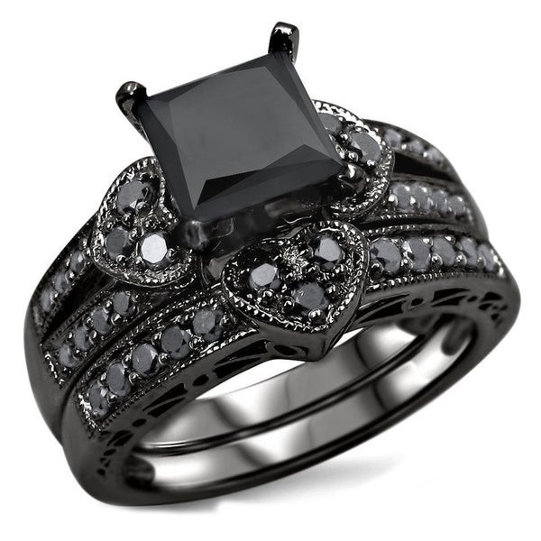 Black Diamond Wedding Rings Sets
 Shop 14k Black Rhodium plated Gold 2 1 4ct TDW Certified