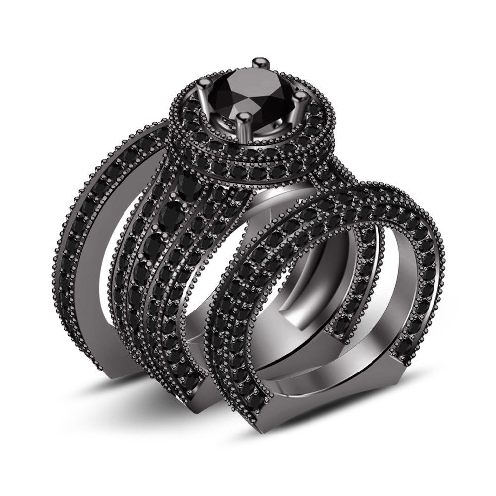 Black Diamond Wedding Rings Sets
 10K Black Gold Fn Natural Real Diamond Wedding Ring Mens