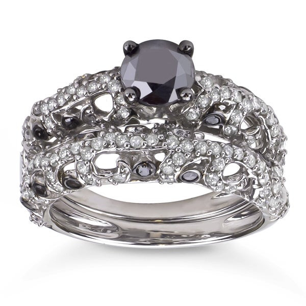 Black Diamond Wedding Rings Sets
 Shop Sterling Silver 2ct TDW Black and White Diamond