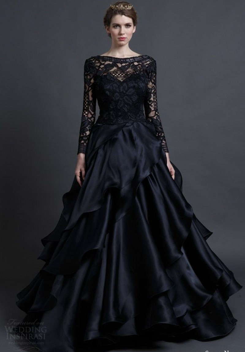 Black Dress To Wedding
 2017 New Arrival Designer Long Sleeves Black Wedding Dress