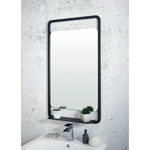 Black Framed Bathroom Mirror
 Shield Mono Black Bathroom Mirror With Shelf