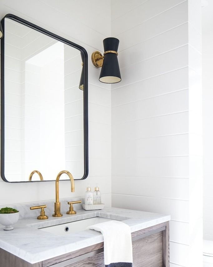 Black Framed Bathroom Mirror
 20" x 30" Rounded Rectangle Metal Framed Mirror in 2019