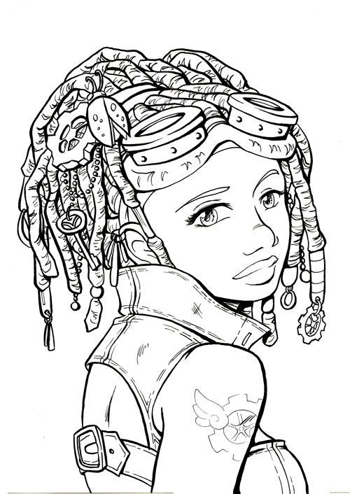Black Girls Coloring Pages
 SteamGirl by Sally Jane Thompson
