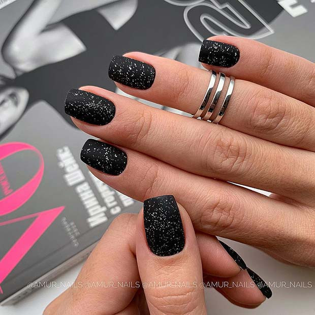 Black Glitter Nails
 43 Pretty Nail Art Designs for Short Acrylic Nails