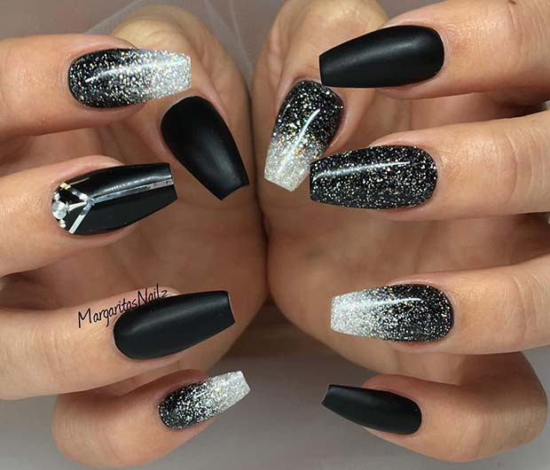 Black Glitter Nails
 23 Cute and Simple Ideas for Ombre Nails