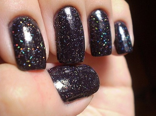 Black Glitter Nails
 Black on Black NAILS