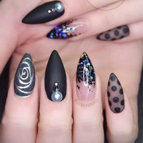 Black Glitter Stiletto Nails
 44 Stunning Designs For Stiletto Nails For A Daring New Look