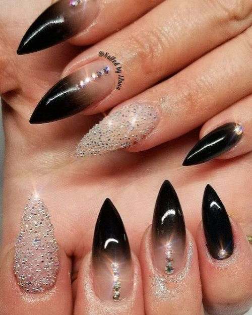 Black Glitter Stiletto Nails
 The Most Beautiful Black Winter Nails Ideas
