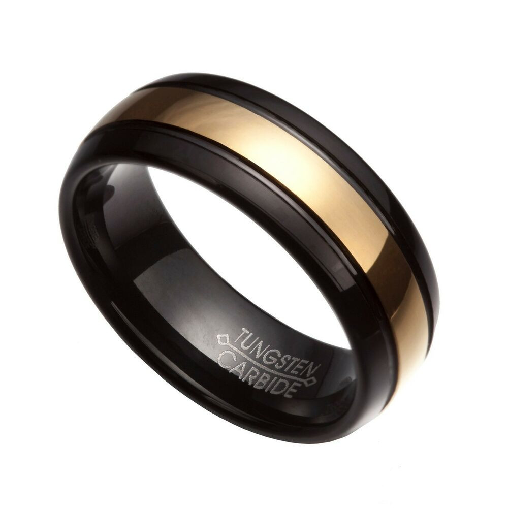 Black Gold Mens Wedding Rings
 Men s 8mm Black & Gold Tungsten Carbide fort Fit