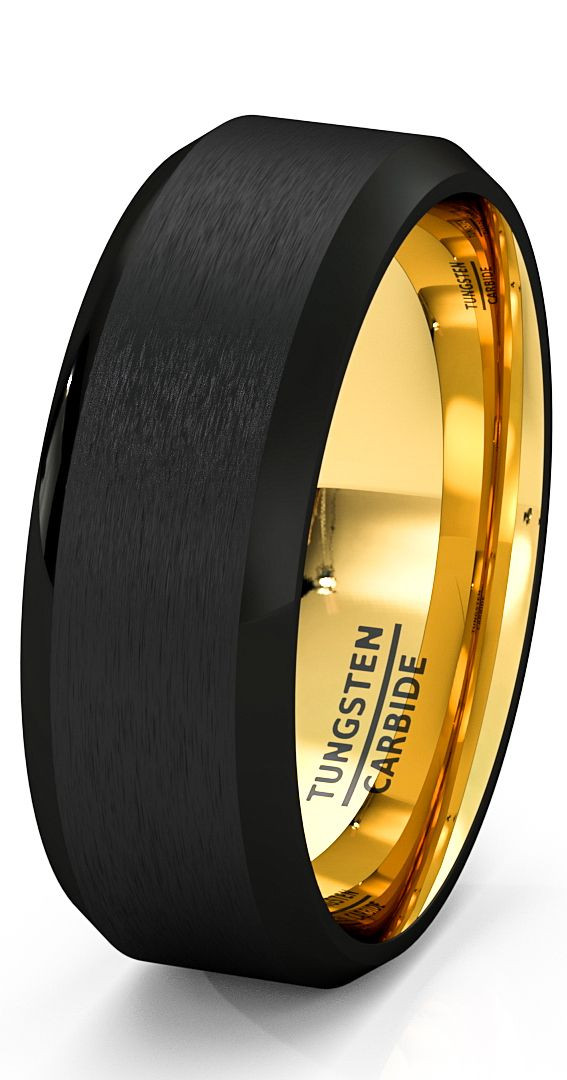 Black Gold Mens Wedding Rings
 Mens Wedding Band Black Gold Tungsten Ring Brushed Surface