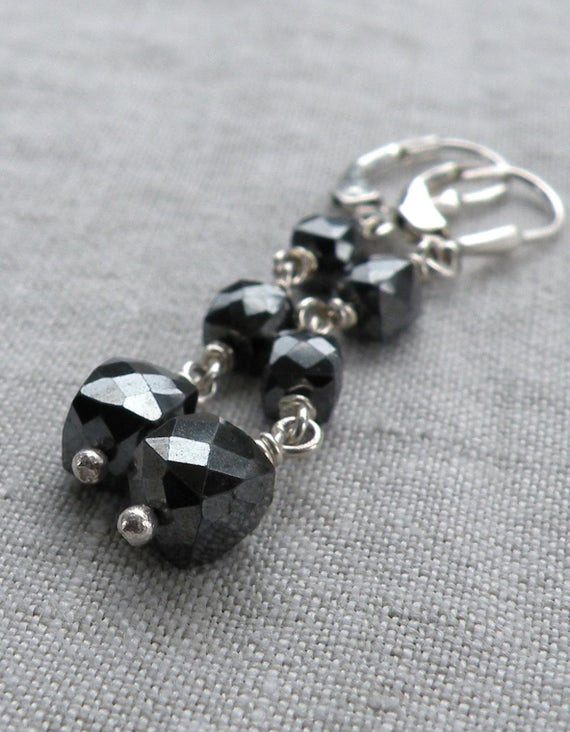 Black Spinel Earrings
 Black Spinel Dangle Earrings by blackbunnyjewelry on Etsy