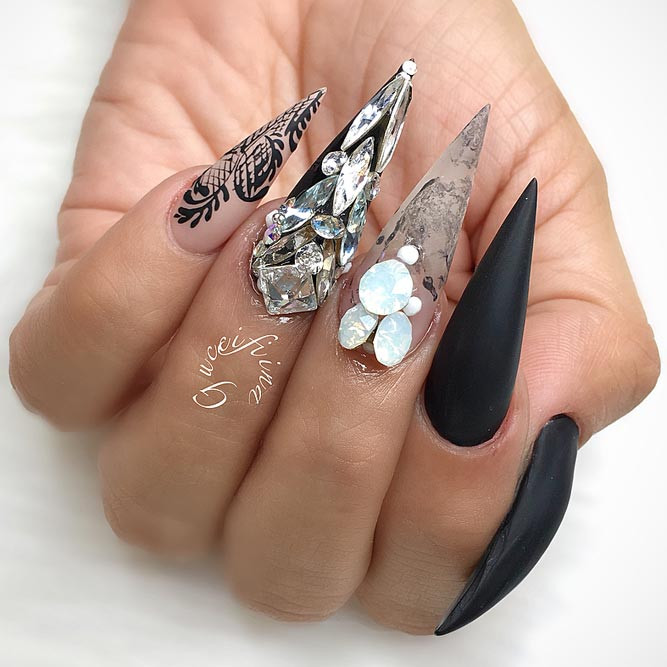 Black Stiletto Nail Designs
 21 Chic Ideas for Black Stiletto Nails