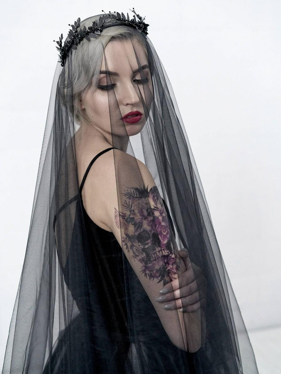 Black Veil Wedding
 Black Bridal Veil Circle Drop Veil Alternative Bridal