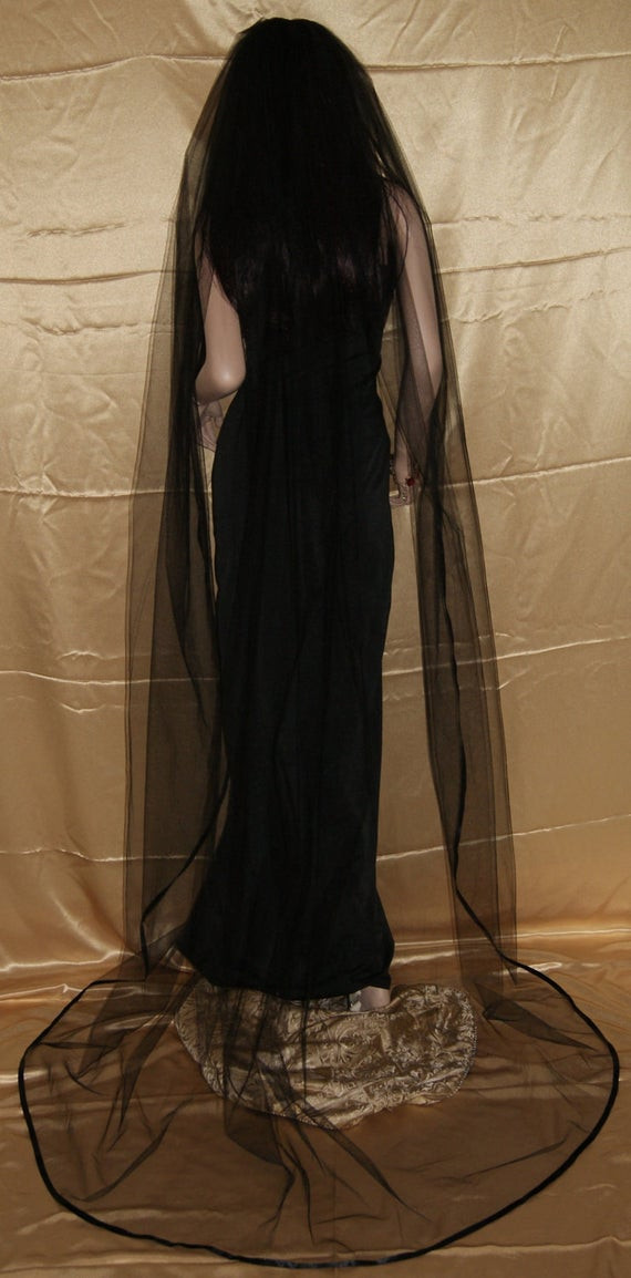 Black Veil Wedding
 Gothic Black Cathedral wedding veil costume one by