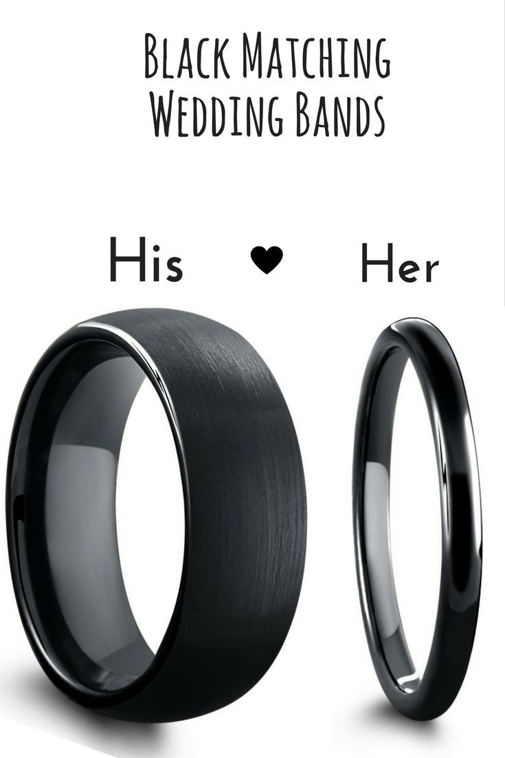 Black Wedding Bands For Her
 Black matching wedding band set These black ring are