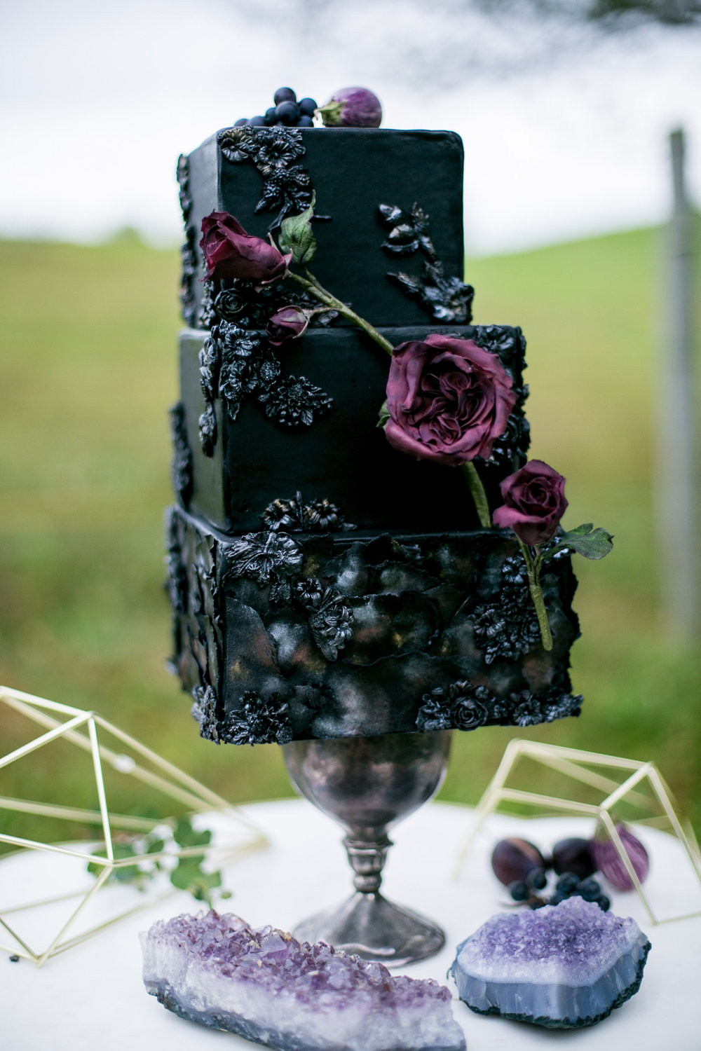 Black Wedding Cake
 Moody Dramatic Wedding Ideas How to Go Beyond Wedding