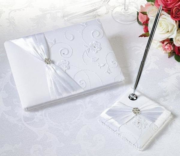 Black Wedding Guest Book And Pen Set
 White Lace Wedding Guest Book And Pen Set