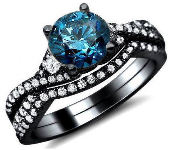 Blue And Black Wedding Rings
 Black and Blue Engagement Rings Wedding and Bridal