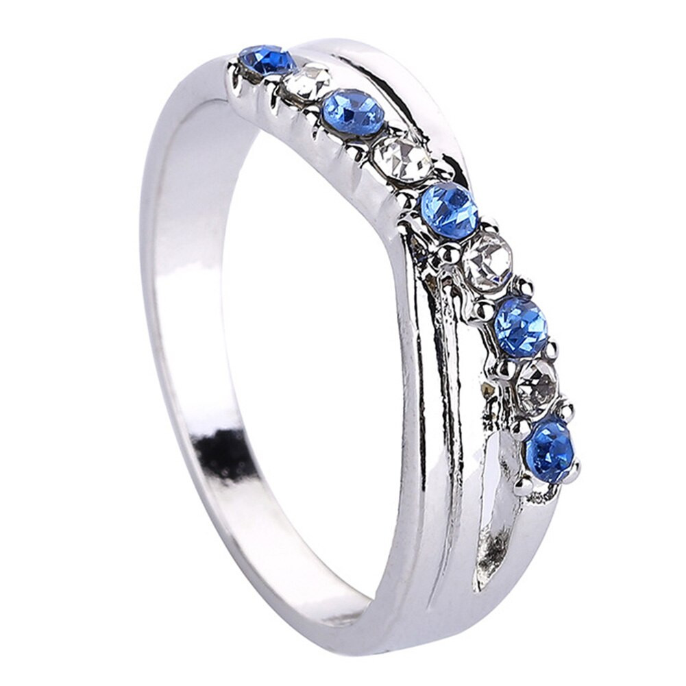 Blue And Black Wedding Rings
 Light Blue Cross Ring Fashion White & Black Gold Filled