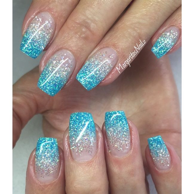 Blue And Glitter Nails
 Blue Glitter Ombre by MargaritasNailz via nailartgallery
