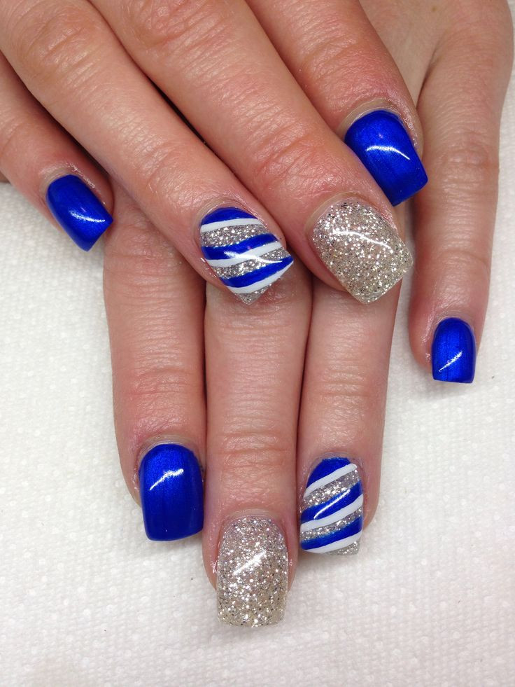 Blue And Glitter Nails
 81 Cool Royal Blue Nail Art Design Ideas For Trendy Girls