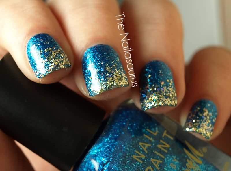 Blue And Glitter Nails
 65 Most Beautiful Glitter Nail Art Designs
