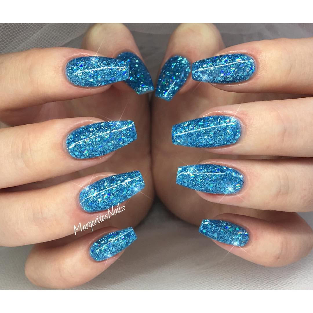 Blue And Glitter Nails
 Blue glitter nails MargaritasNailz