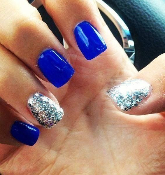 Blue And Glitter Nails
 Cute Nails To Show f Your Love for Blue