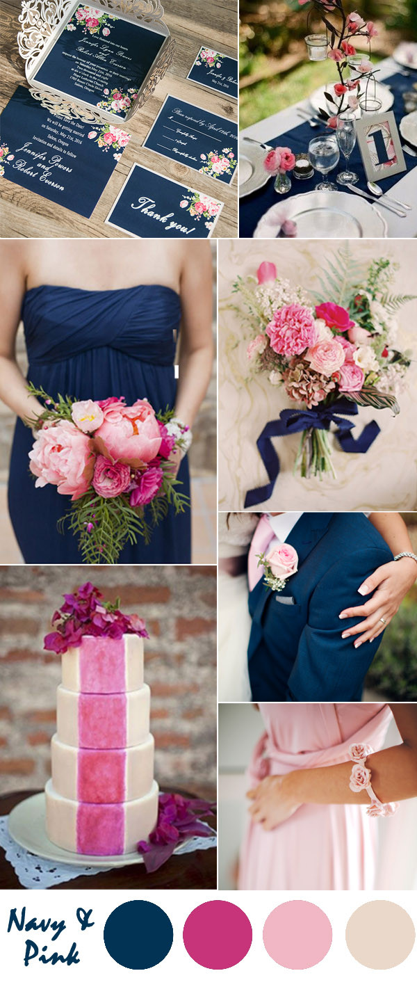 Blue And Pink Wedding Colors
 Ten Most Gorgeous Navy Blue Wedding Color Palette Ideas