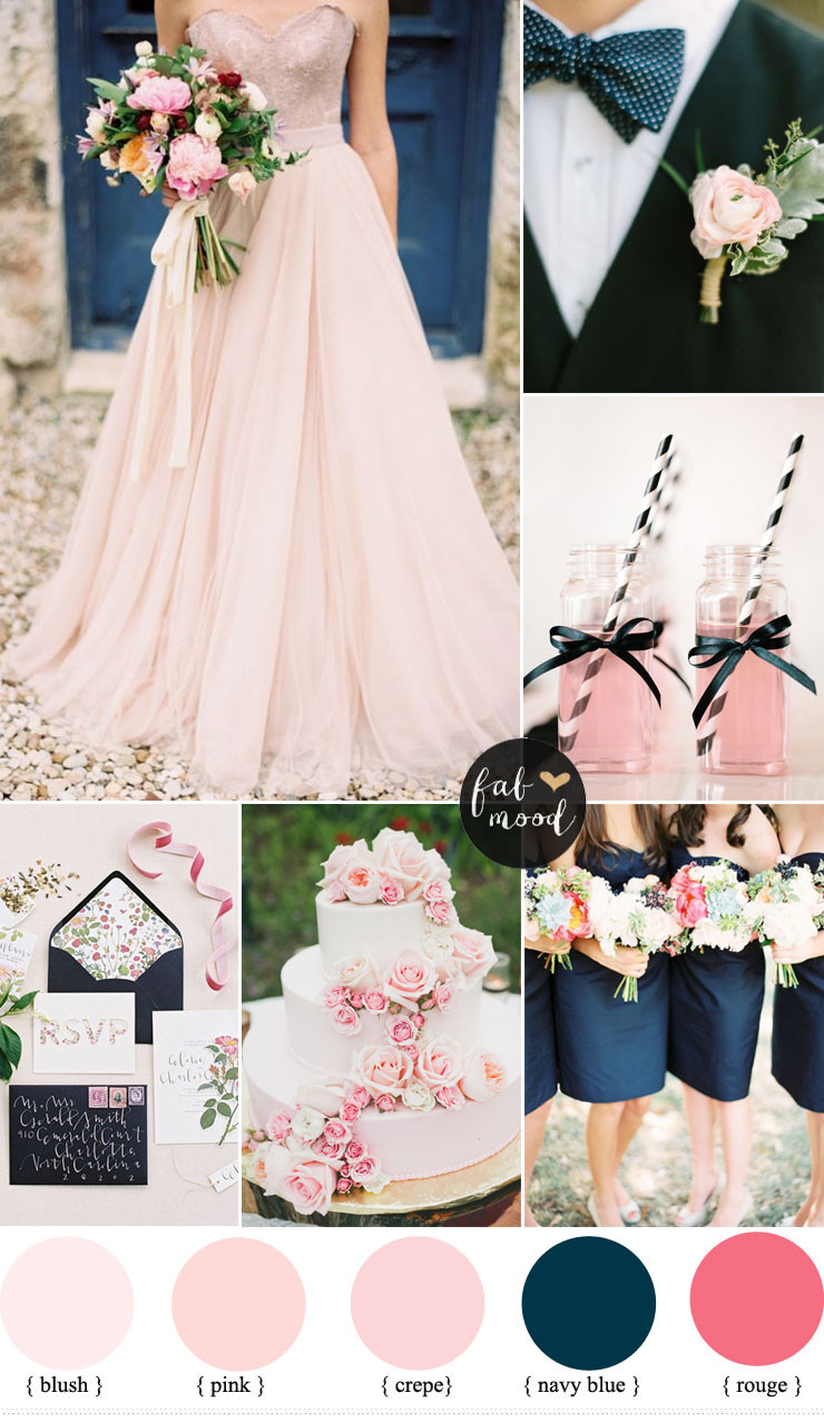 Blue And Pink Wedding Colors
 Blush pink and Navy Blue Wedding Inspiration