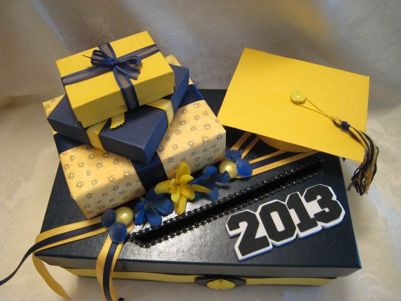 Blue And White Graduation Party Ideas
 Navy Blue Gold Yellow Graduation Party Card by