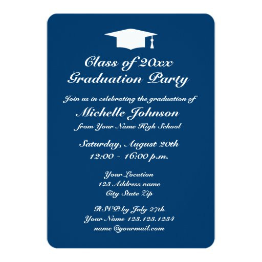 Blue And White Graduation Party Ideas
 Navy blue and white graduation party invitations