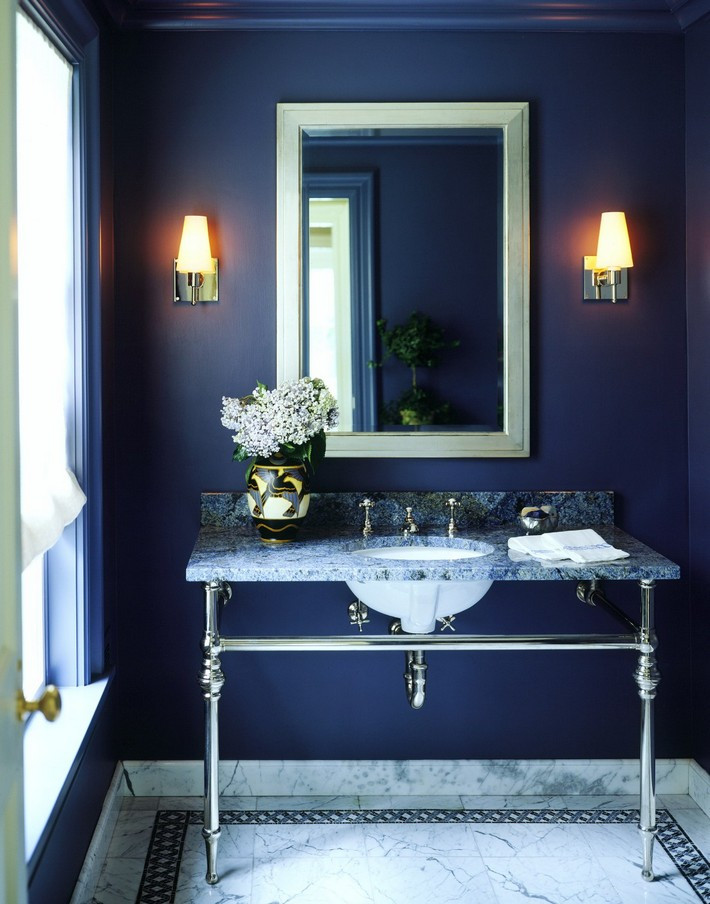 Blue Bathroom Walls
 How to create “The Perfect Bath” by Barbara Sallick of