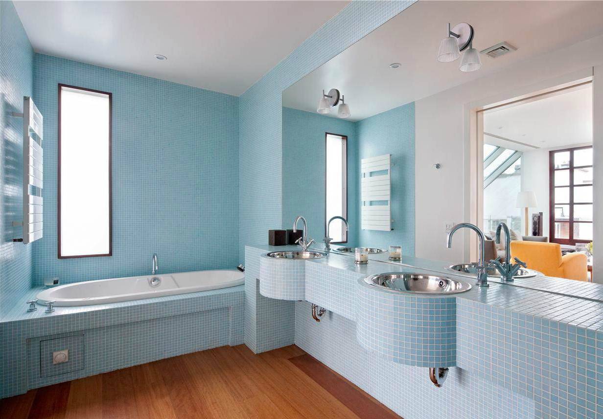 Blue Bathroom Walls
 37 small blue bathroom tiles ideas and pictures