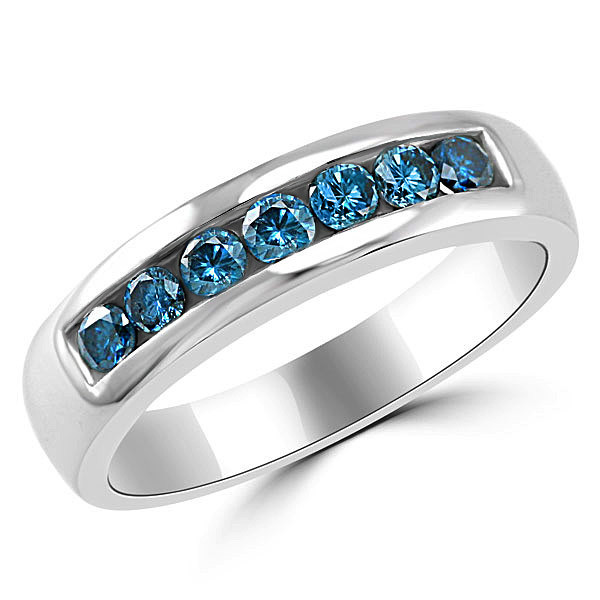 Blue Diamond Mens Wedding Band
 0 80ct Channel Set Mens Blue Diamond Wedding Band Ring