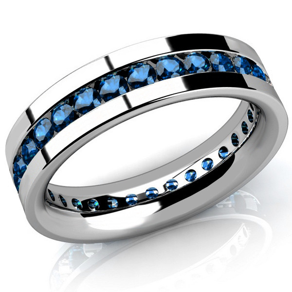 Blue Diamond Mens Wedding Band
 Channel Set Blue Diamond Men s Eternity Wedding Band Ring