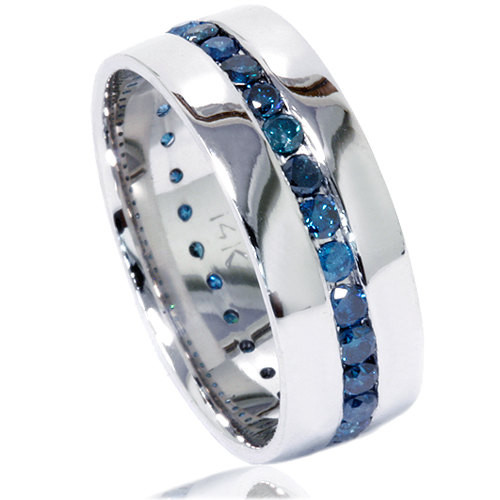 Blue Diamond Mens Wedding Band
 Blue Diamond Ring Mens Blue Diamond Wedding Ring 1 25CT Blue
