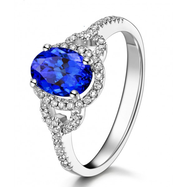 Blue Diamond Rings For Sale
 Just Perfect 1 Carat Blue Sapphire and Diamond Halo
