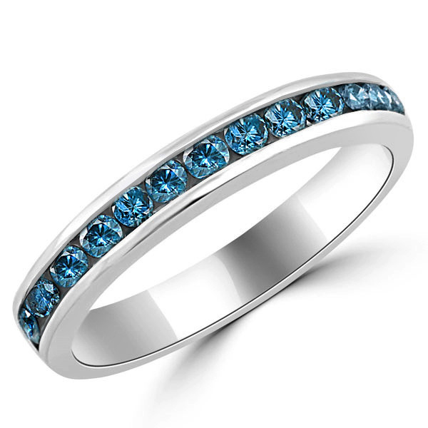 Blue Diamond Wedding Band
 0 50ct Channel Set Blue Diamond Wedding Ring