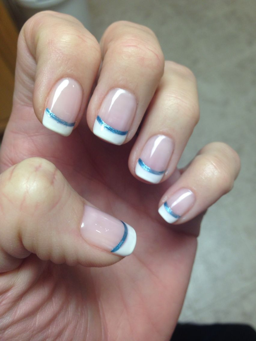 Blue French Tip Nail Designs
 French manicure with blue accent line