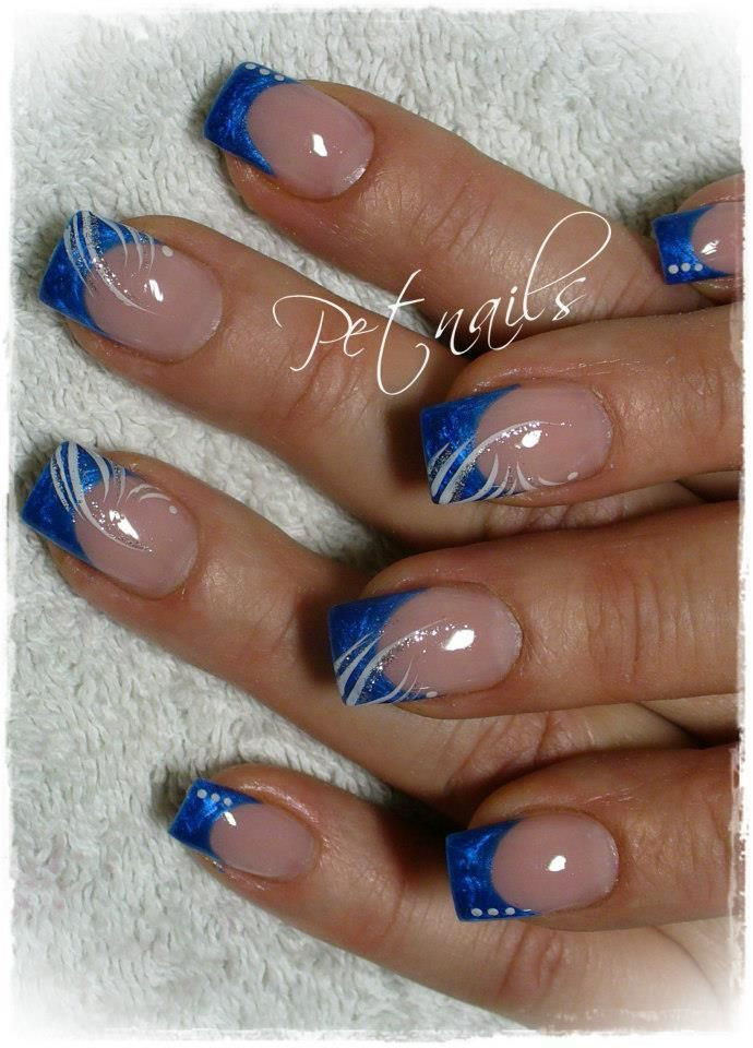 Blue French Tip Nail Designs
 Pin by Kris Fox on nails in 2019