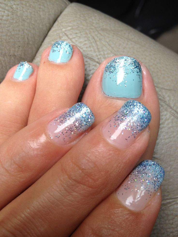 Blue Glitter Nails
 50 Best Toe Glitter Nail Art Design Ideas