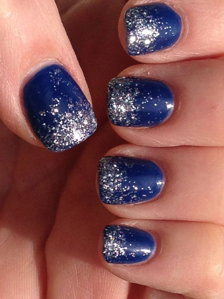 Blue Glitter Nails
 82 Best Blue And Silver Nail Art Design Ideas